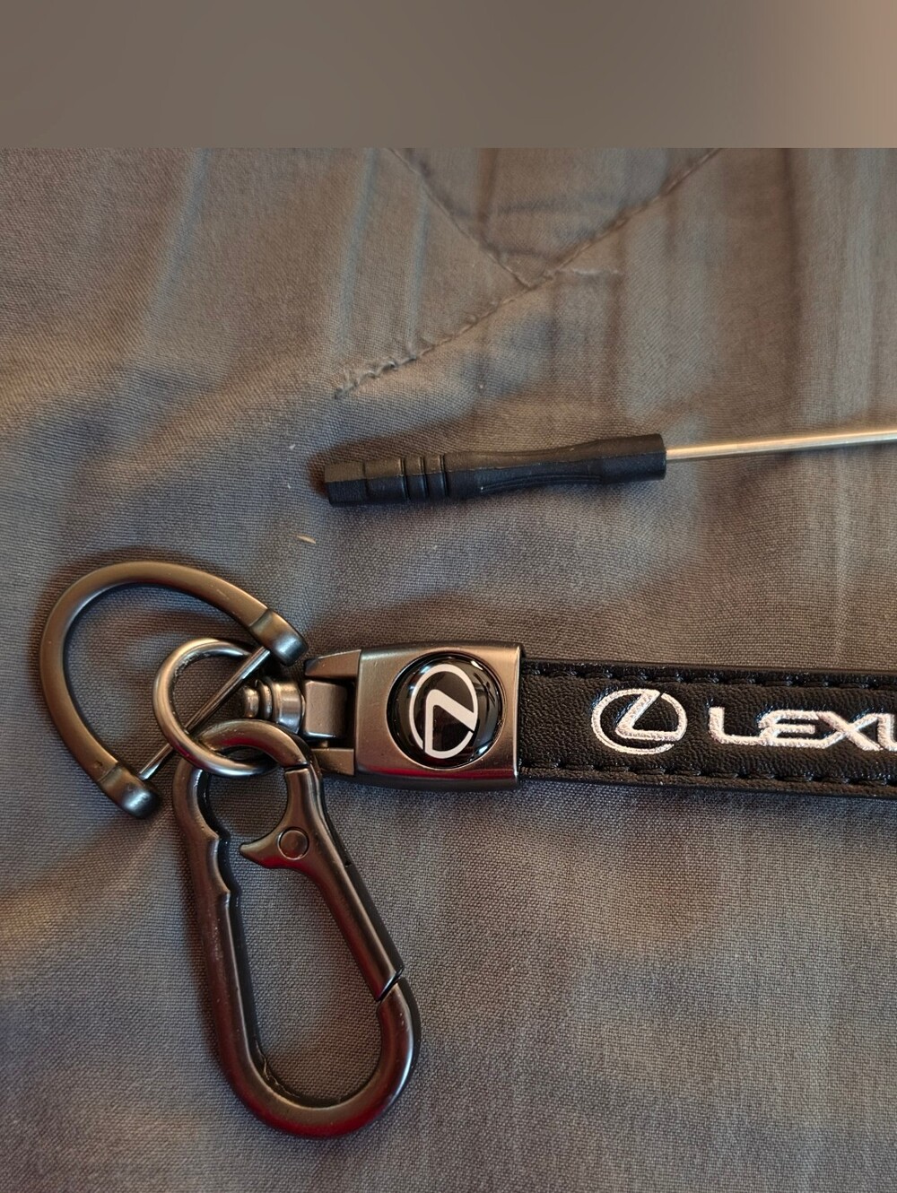 Lexus Black Leather Logo Key & Card Holder Strap